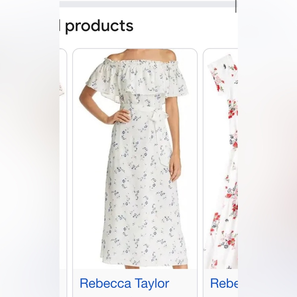 Rebecca Taylor White Maxi Dress with Blue Floral Print